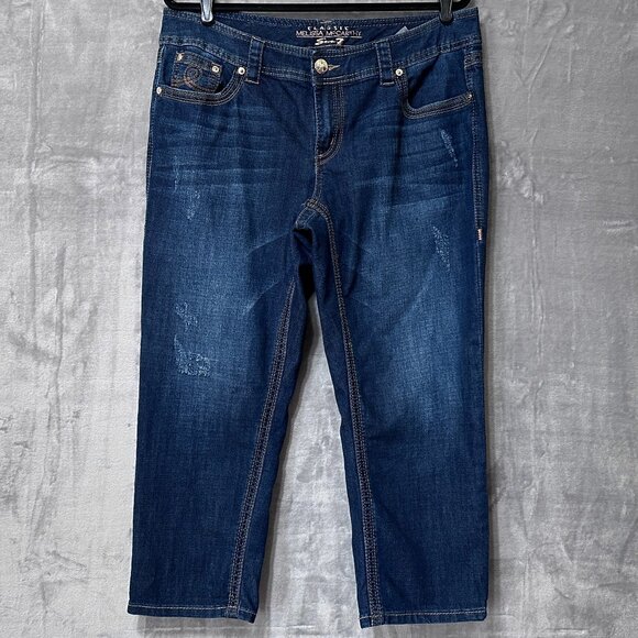 Melissa McCarthy Seven7 Dark Wash Crop Jeans Sz 16W - Picture 1 of 12